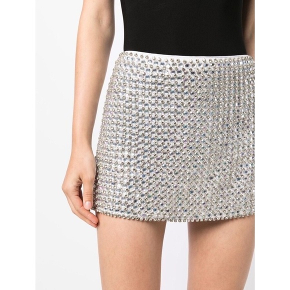 NWT RETROFETE Hand Stitched Crystal & Iridescent Bead Embellished Mini Skirt S - Picture 8 of 12